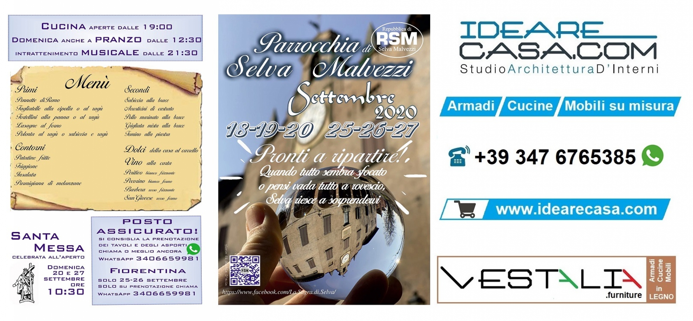 Sagra di Santa Croce 2020 a Selva Malvezzi, IdeareCasa e VESTALIA sponsor.