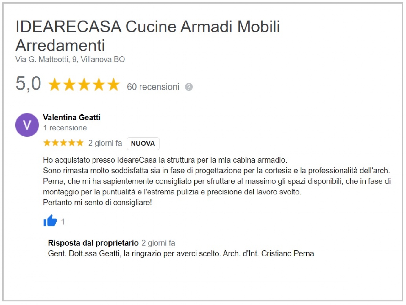 Review by Doctor Geatti from Bologna