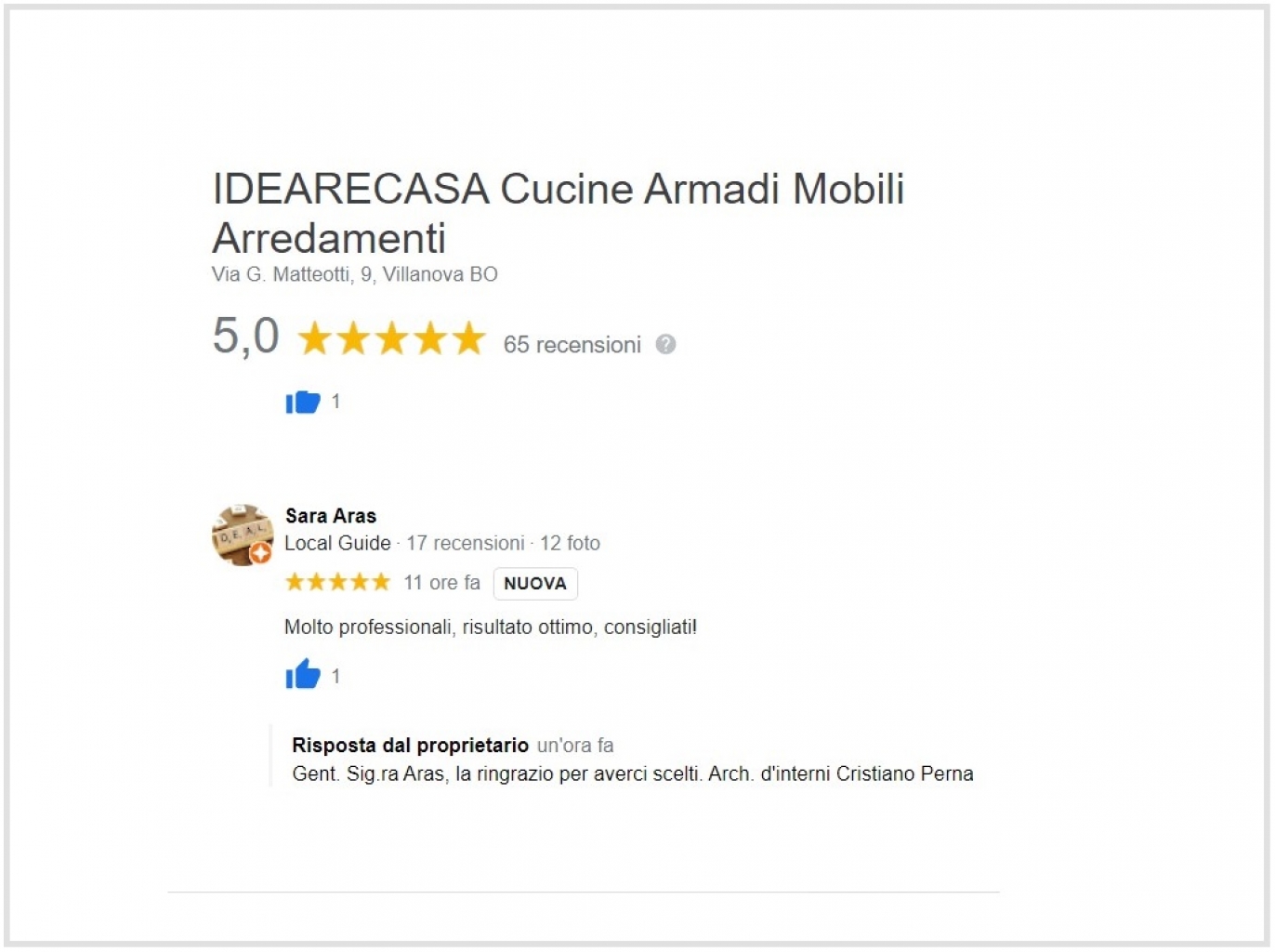 Review by Mrs. Aras from Bologna - Pianoro