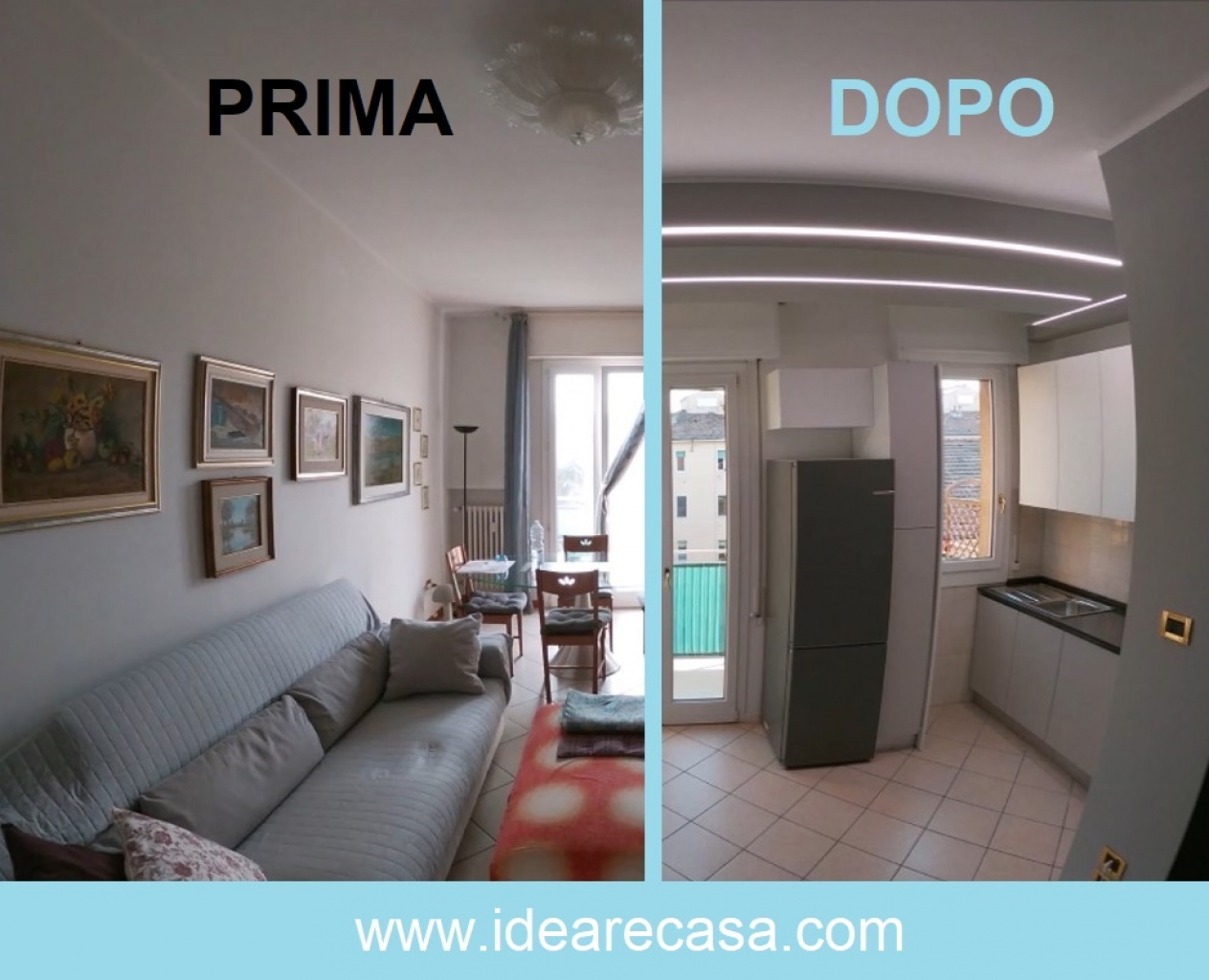 Kitchen Renovation in Bologna with Plasterboard, Led, Kitchen with groove, Quartz and Induction