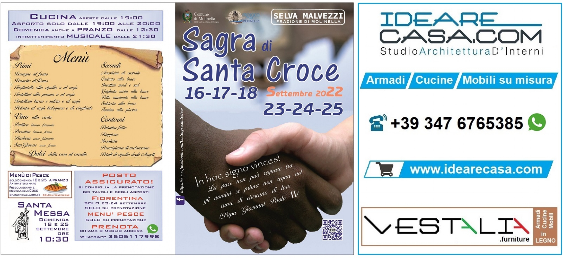 Festival of Selva Malvezzi 2022 in Molinella - Bologna. IdeareCasa.com, VESTALIA, CucineBologna, ArmadiBologna sponsor.