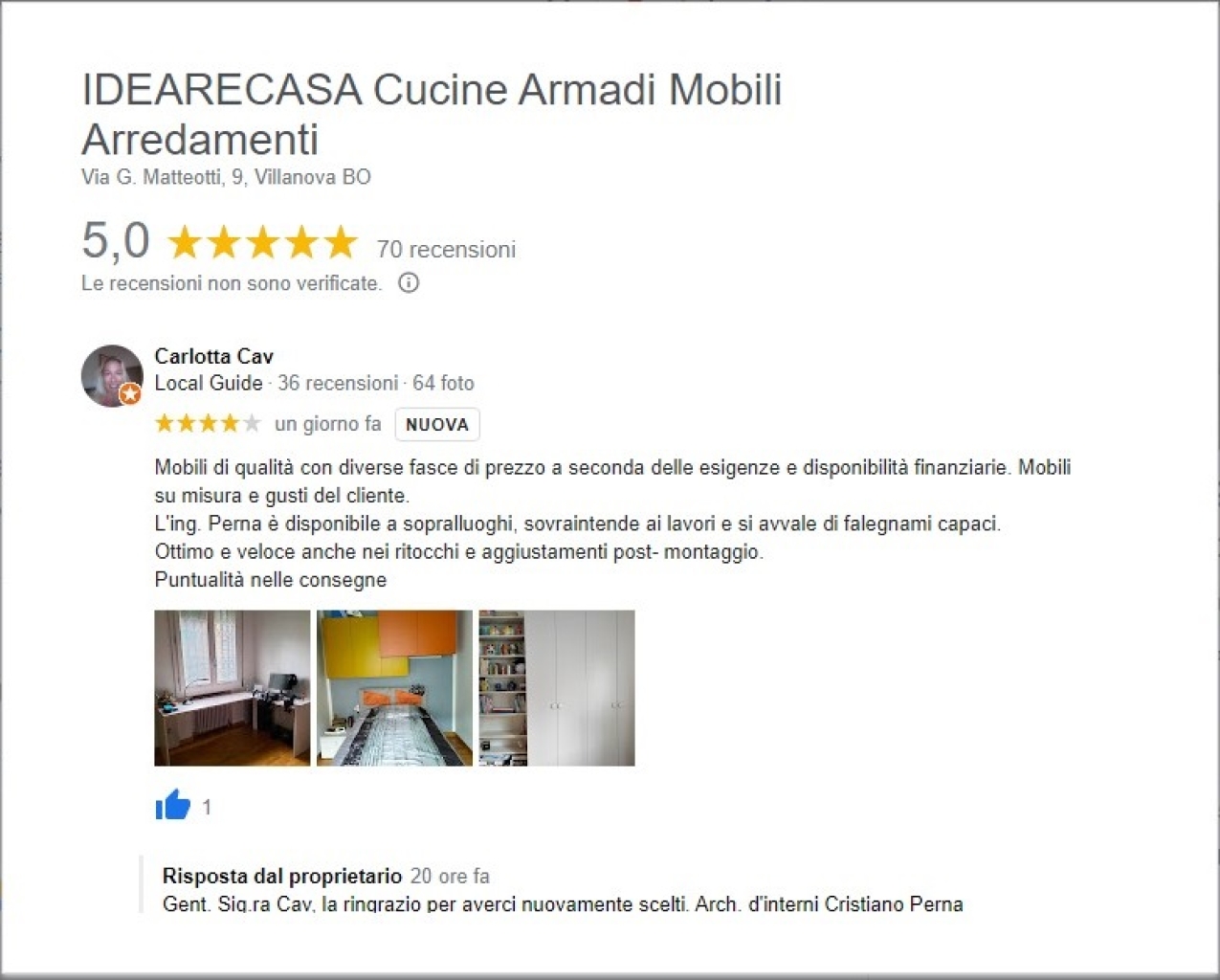 Review by Ms Busi from Bologna
