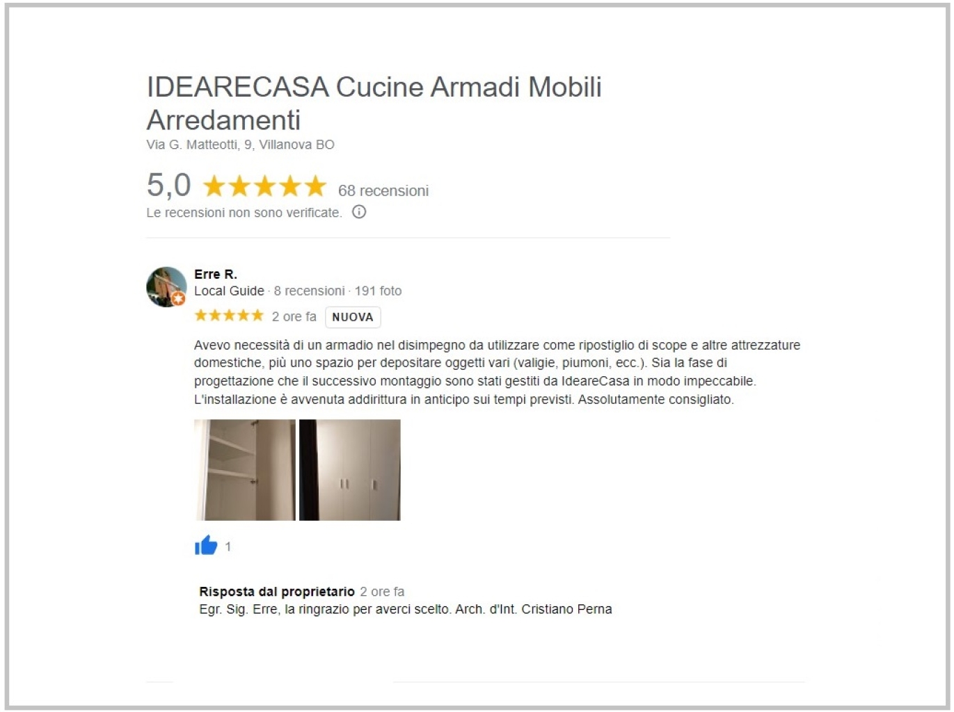 Review by Mr. Rose of San Lazzaro di Savena