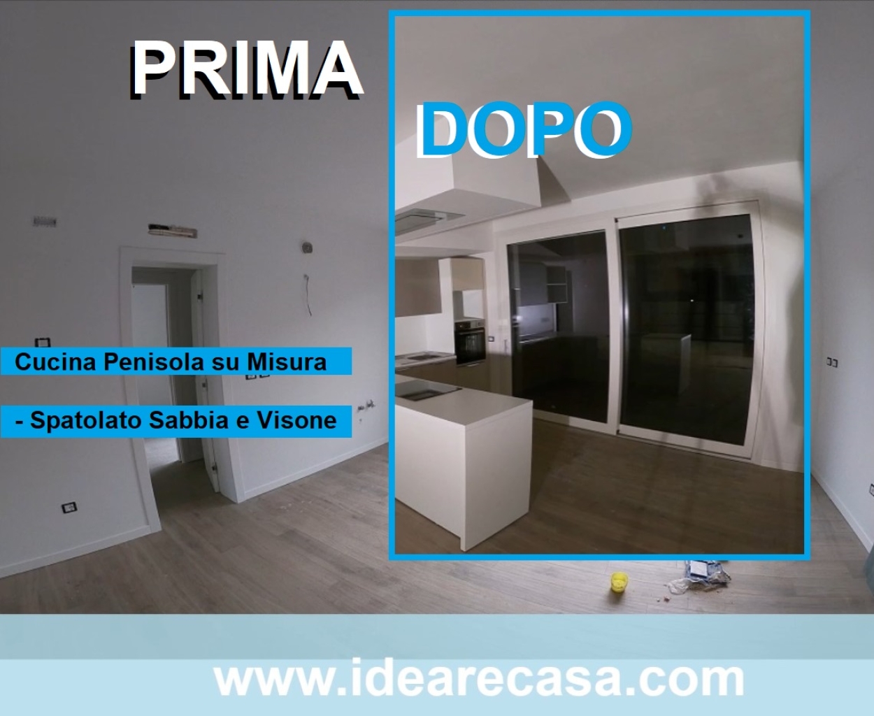 Custom Made Peninsula Kitchen Spatulated Sand and Mink in Rosà (VI)