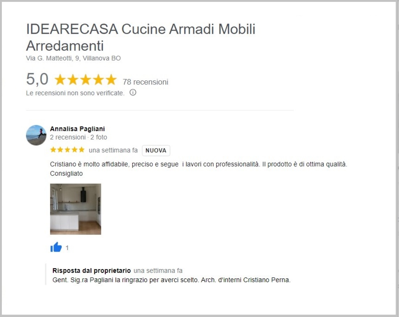 Review by Mrs. Pagliani from Formigine - Modena