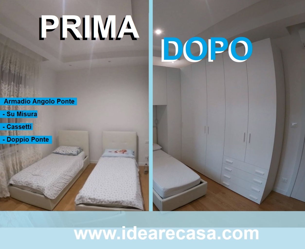 Customized bridge corner wardrobes for bedrooms in Bologna