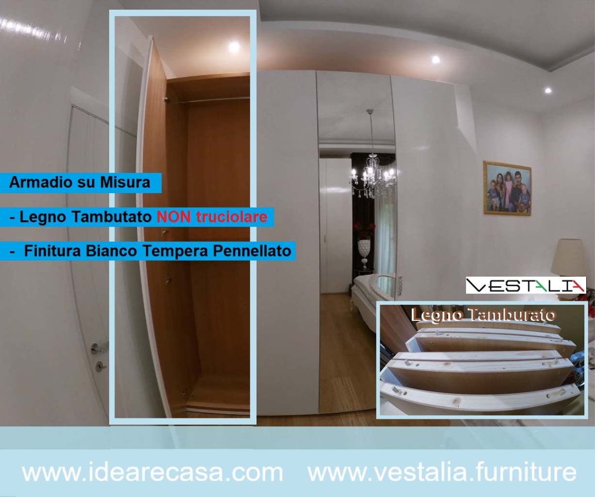 VESTALIA wardrobe made to measure in Gloss White Tempera finish