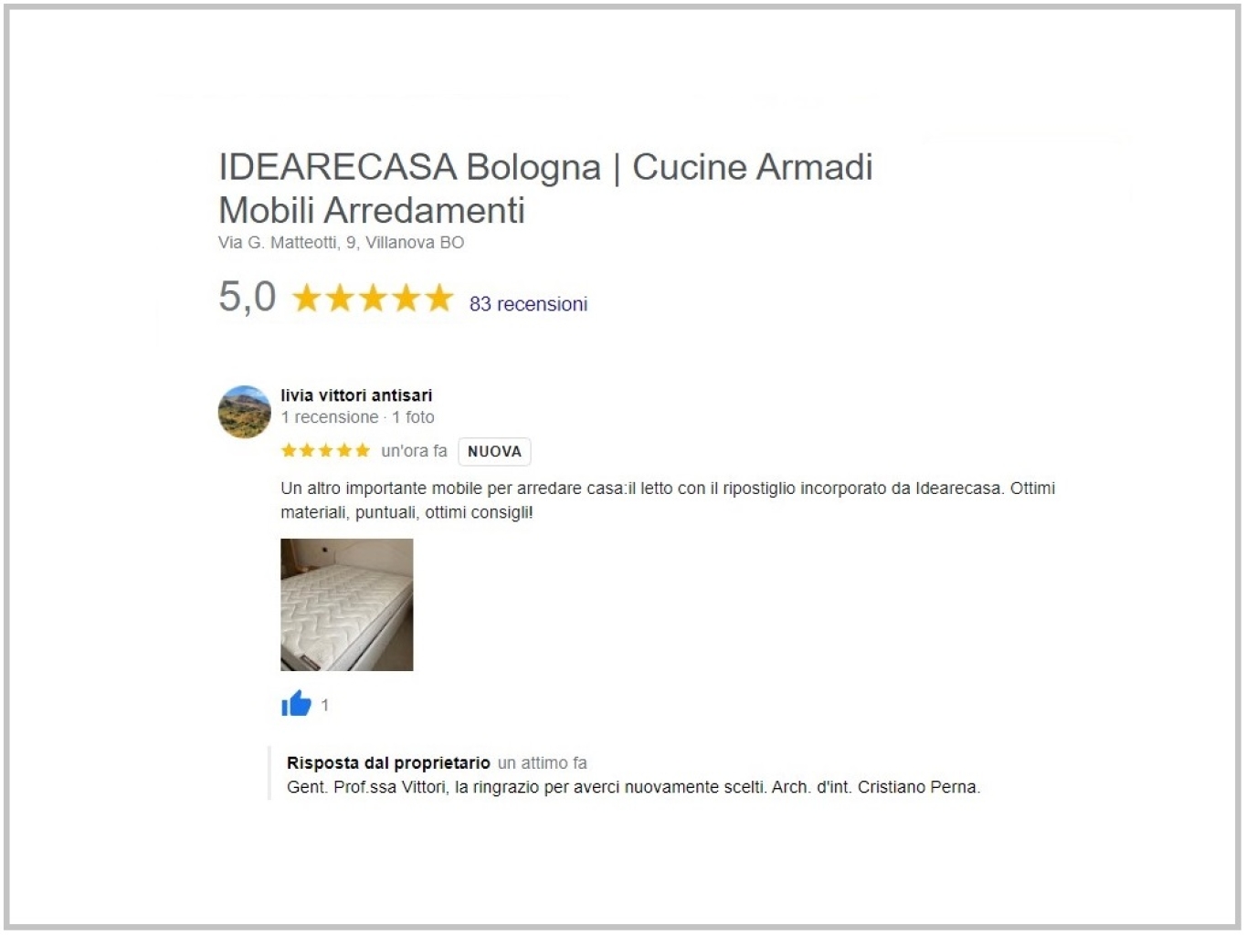 Review by Prof. Vittori of Ozzano Emilia - Bologna