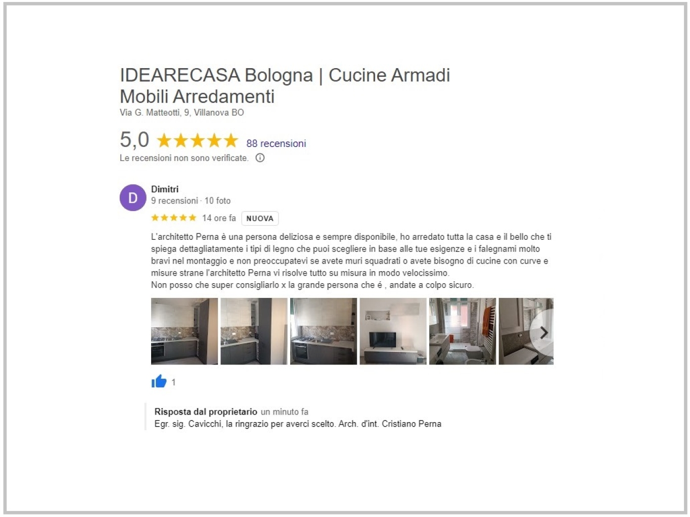 Review by Mr. Cavicchi from Bologna