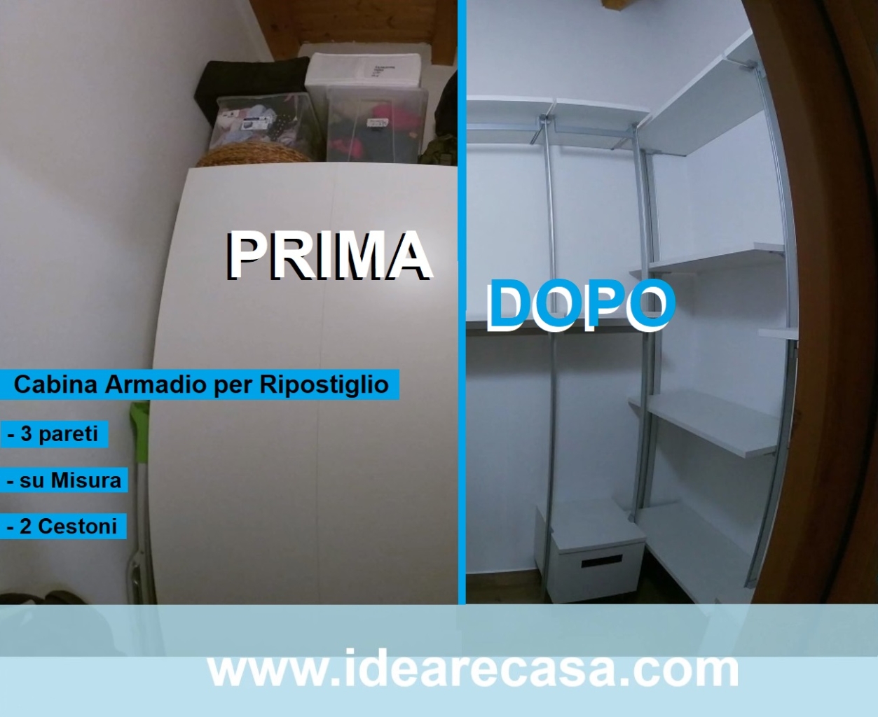 3 Wall Walk-in Closet Made to Measure for Storage Room