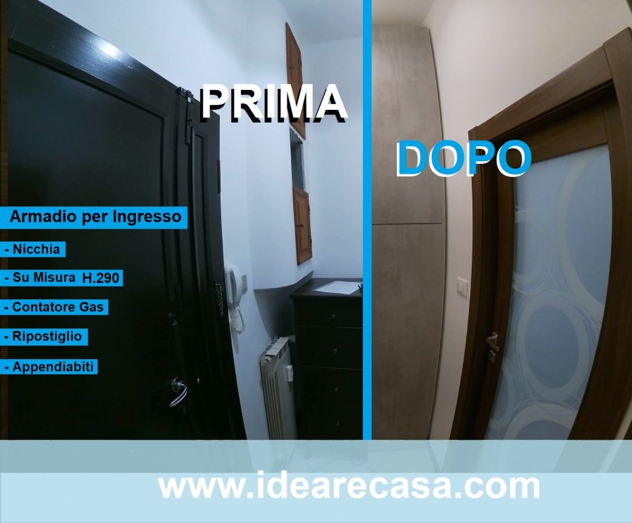 Custom Wardrobe 290 cm high for Niche in the entrance with gas meter