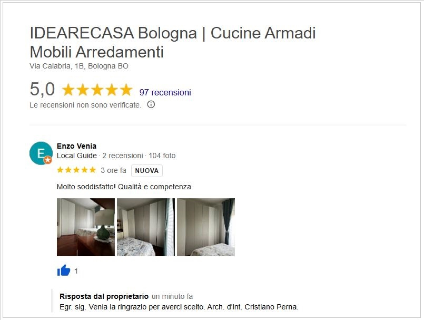 Recensione del sig. Venia di Bologna
