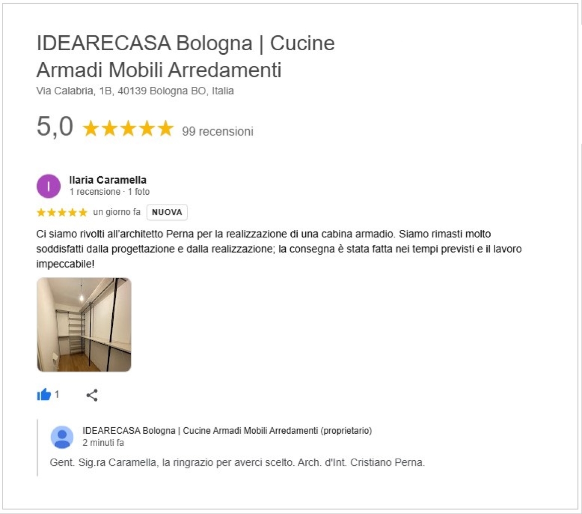Review by Mrs. Caramella of Bologna, an IdeareCasa customer