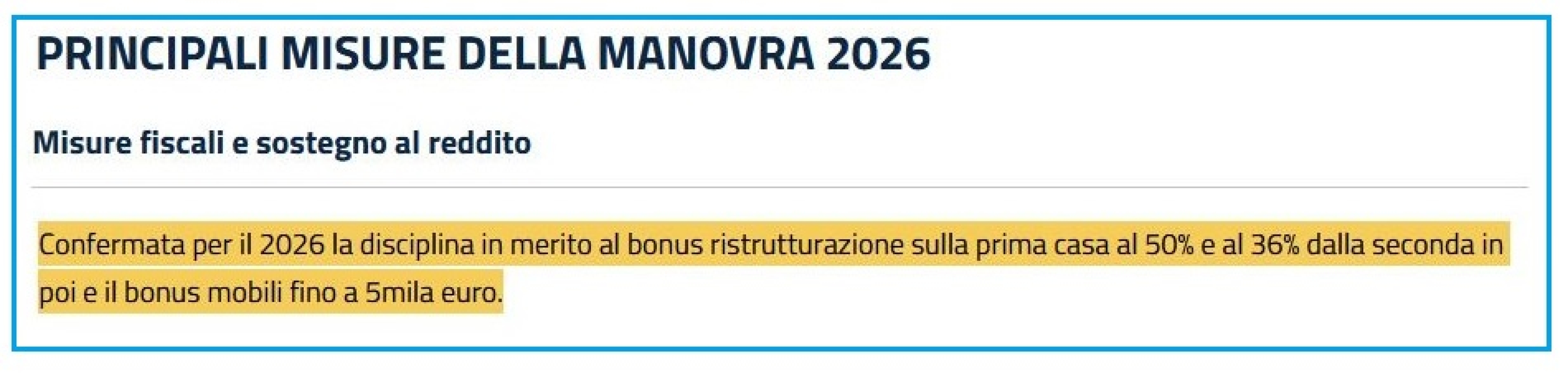 Bonus Mobili 2026
