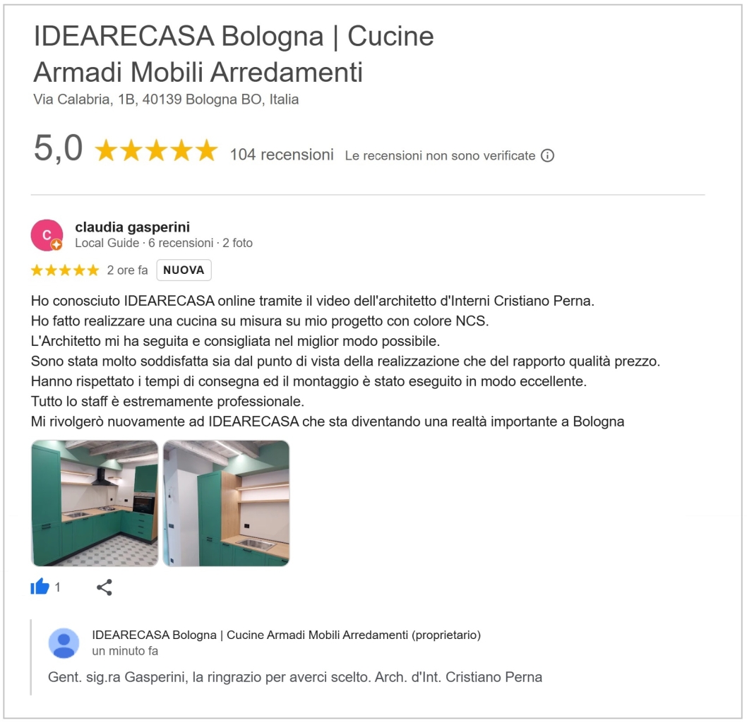 Recensione del sig.ra Gasperini di Bologna