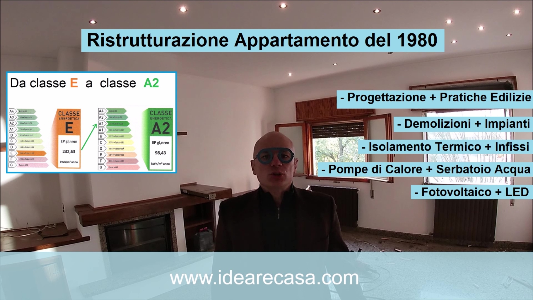 Ristrutturazione Appartamento 1980 a Molinella NO metano con Isolamento Termico Pompe di Calore Fotovoltaico Accumulo LED Infissi PVC APE classe A2