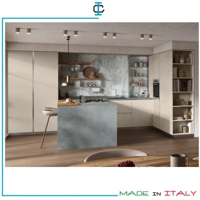 Cucina penisola Materico Gesso