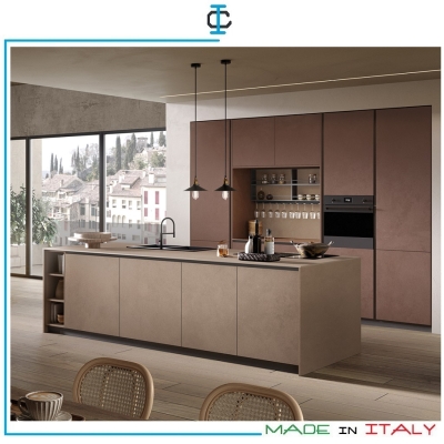 Cucina isola Materico Tufo e Coccio